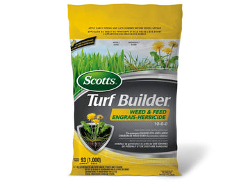 Fertilizer-herbicide 10-0-0, corn gluten meal, Turf Builder, Scotts